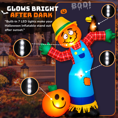 Halloween Inflatable Scarecrow with LED Lights