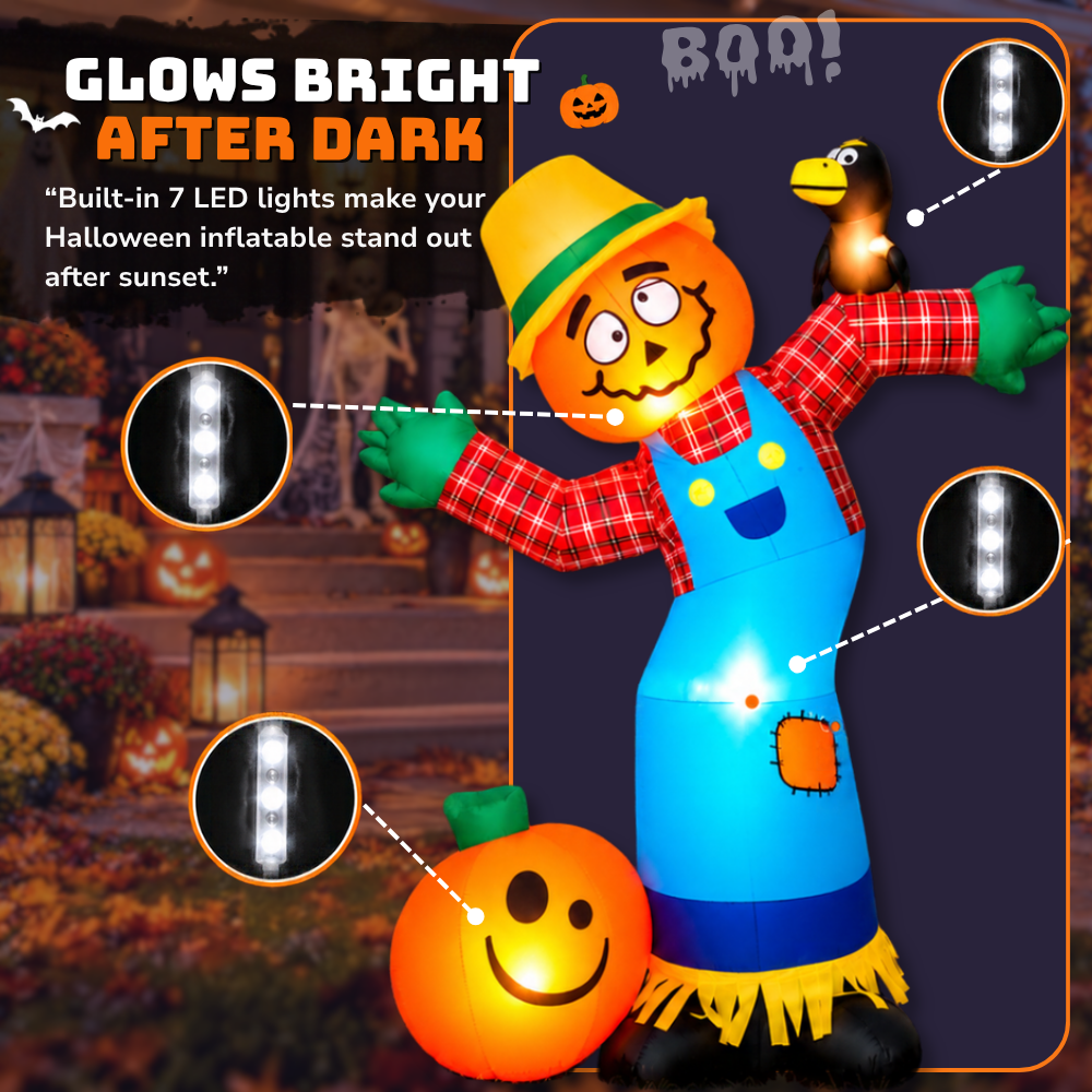 Halloween Inflatable Scarecrow with LED Lights