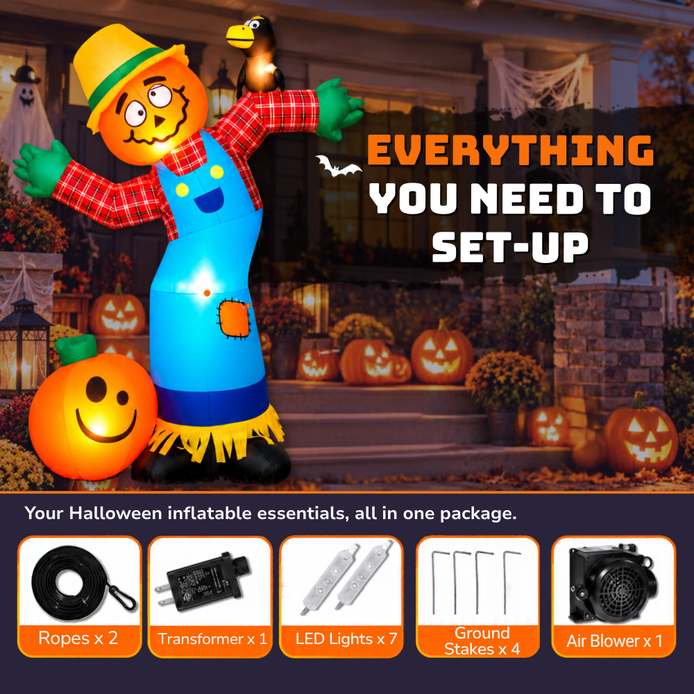 Halloween Inflatable Scarecrow with LED Lights