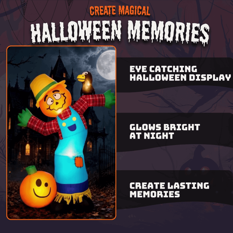 Halloween Inflatable Scarecrow with LED Lights